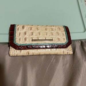 Brahmin Cream and Brown Wallet with Textured Elegance